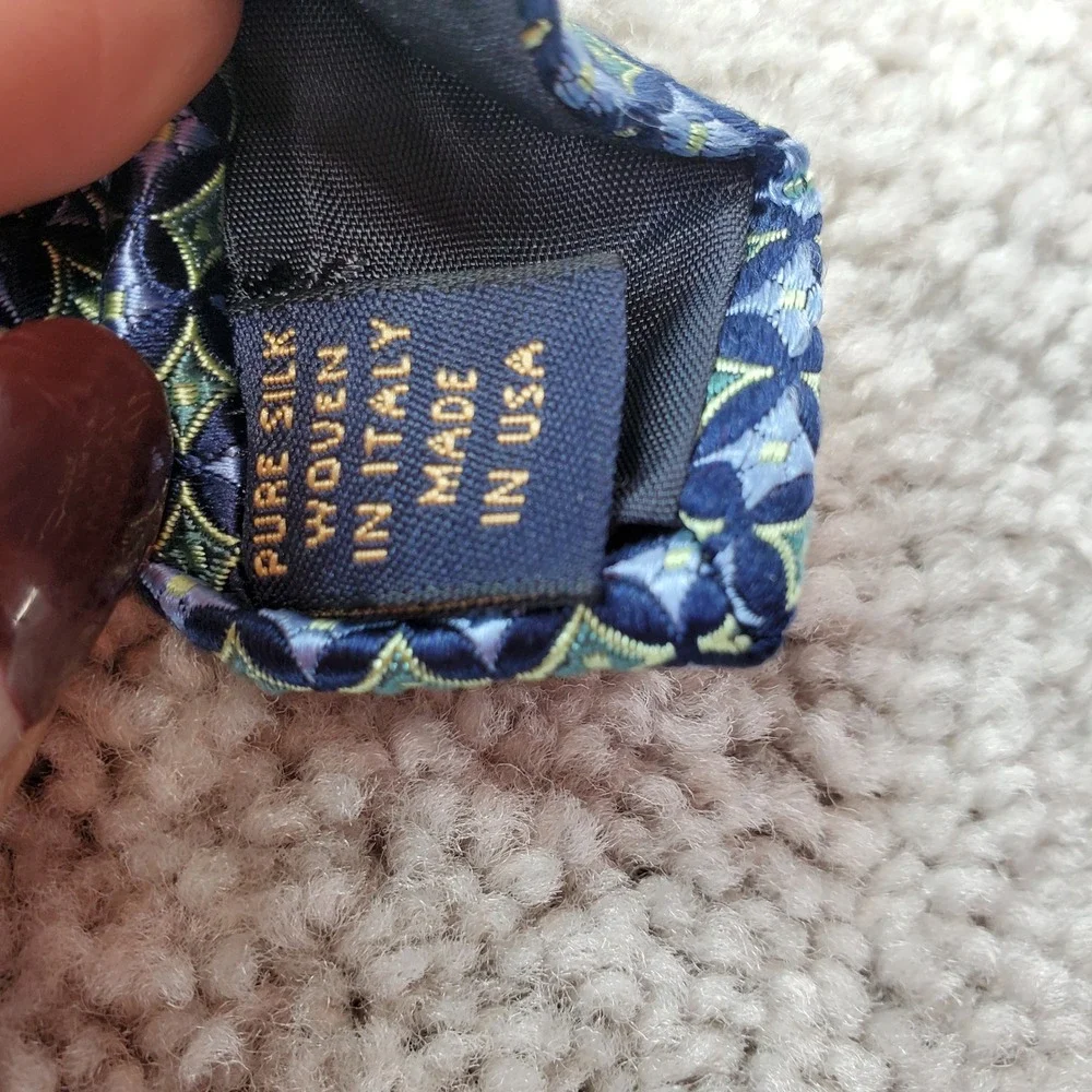 Brooks Brothers Silk Tie Lot of 2 Yellow Fruit‎ Print Blue Geometric Pattern USA